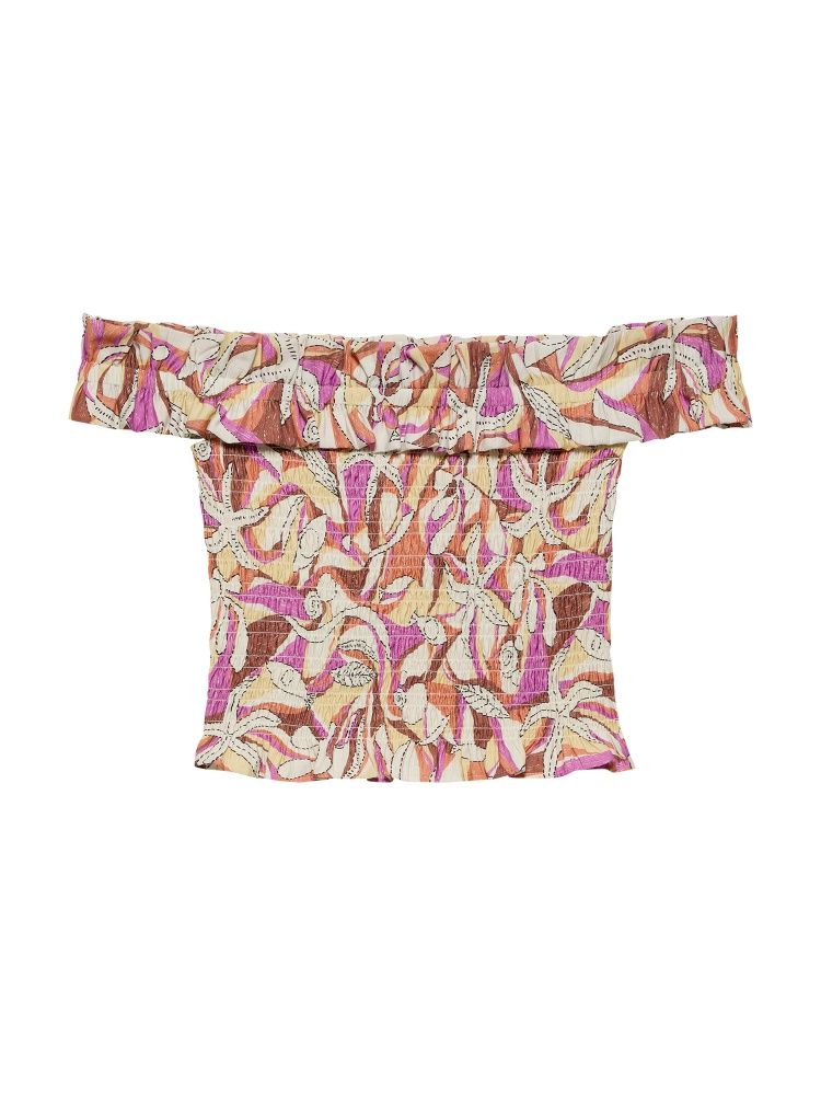 Off-shoulder smock top
