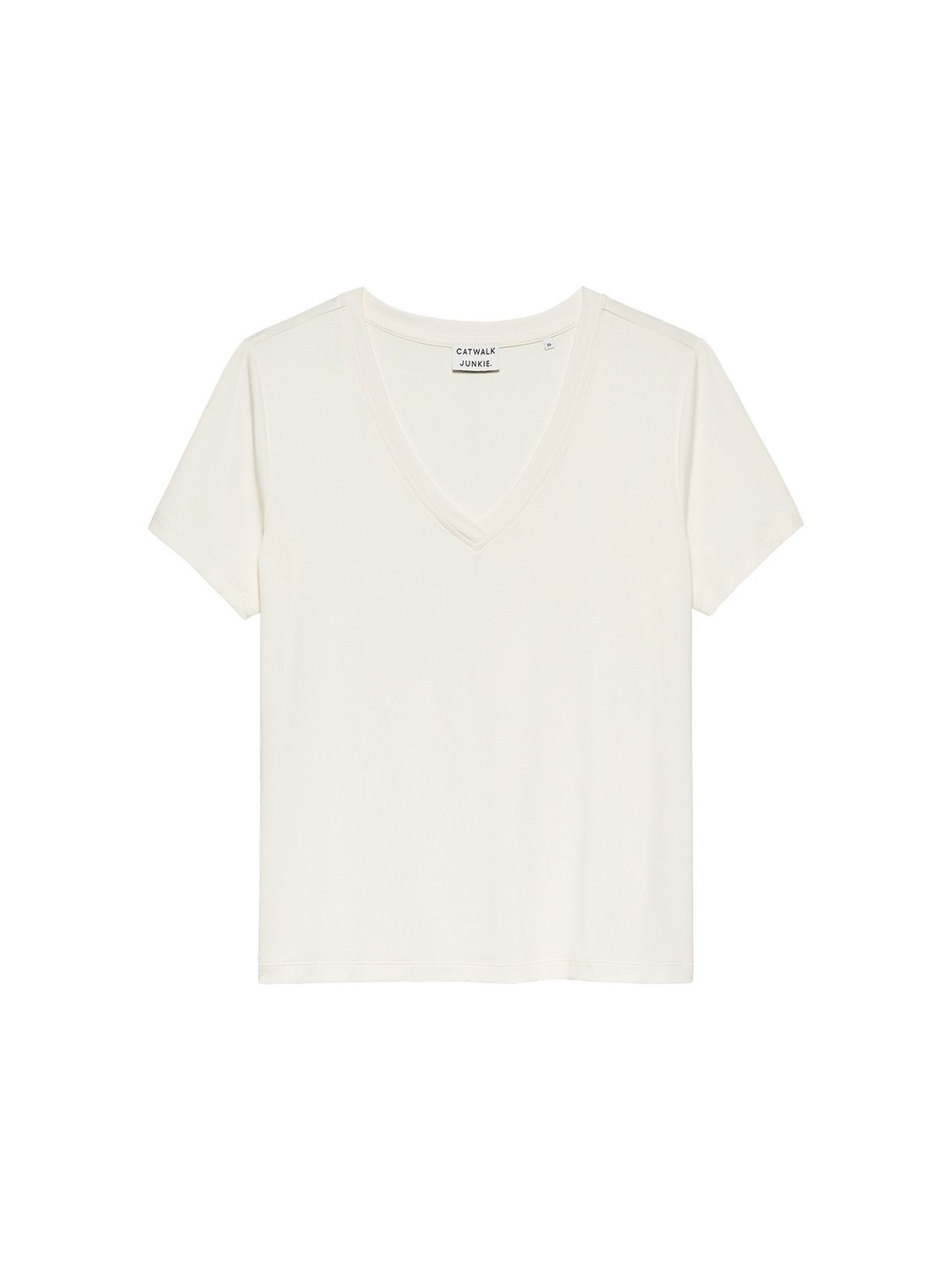 Tshirt with Vneck, Size: 34, Color: Egret