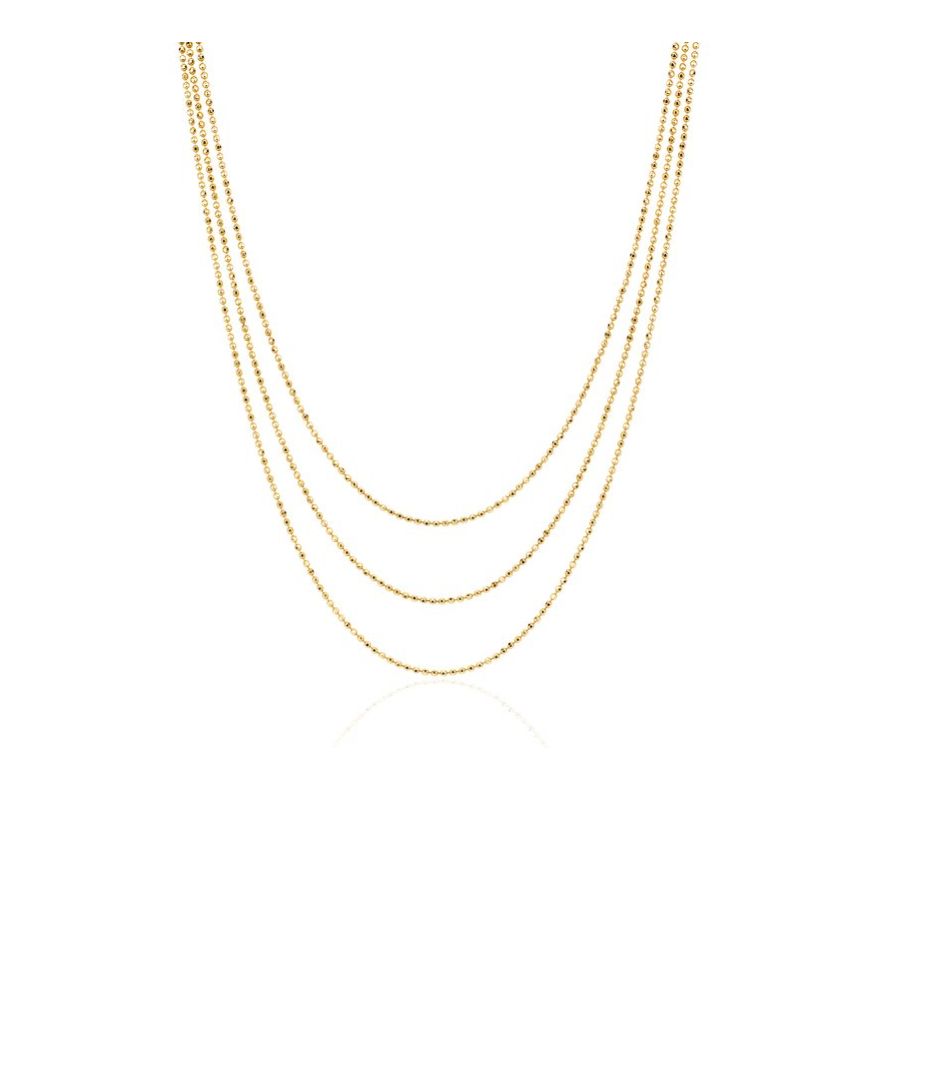 14KY Hasson Triple Layered Chain Necklace