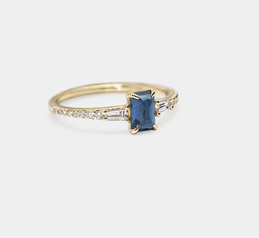 18KY Perdot Dia &amp; Blue Saph.-Size 6 1/2- 1.01 ct