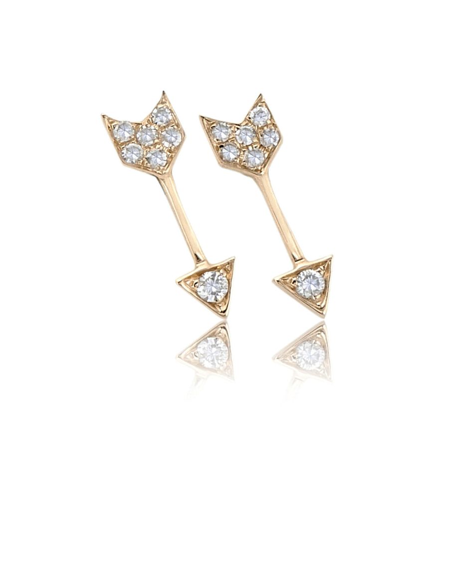 14KY Diamond Mini Arrow Stud Earring