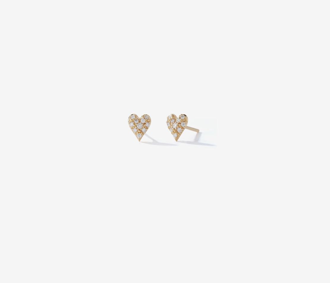 14KY Baby Diamond Heart Studs 0.12ct