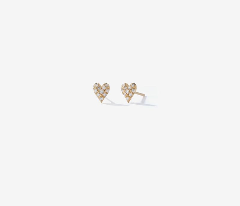 14KY Baby Diamond Heart Studs 0.12ct