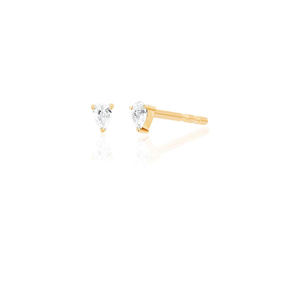14KY Mini Diamond Pear Stud