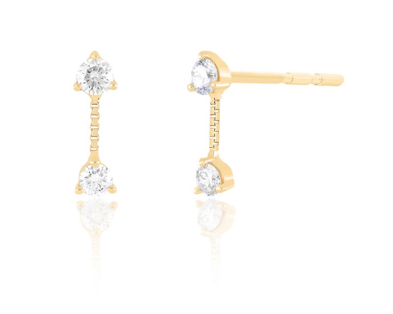 14KY Double Solitaire Diamond Chain Stud
