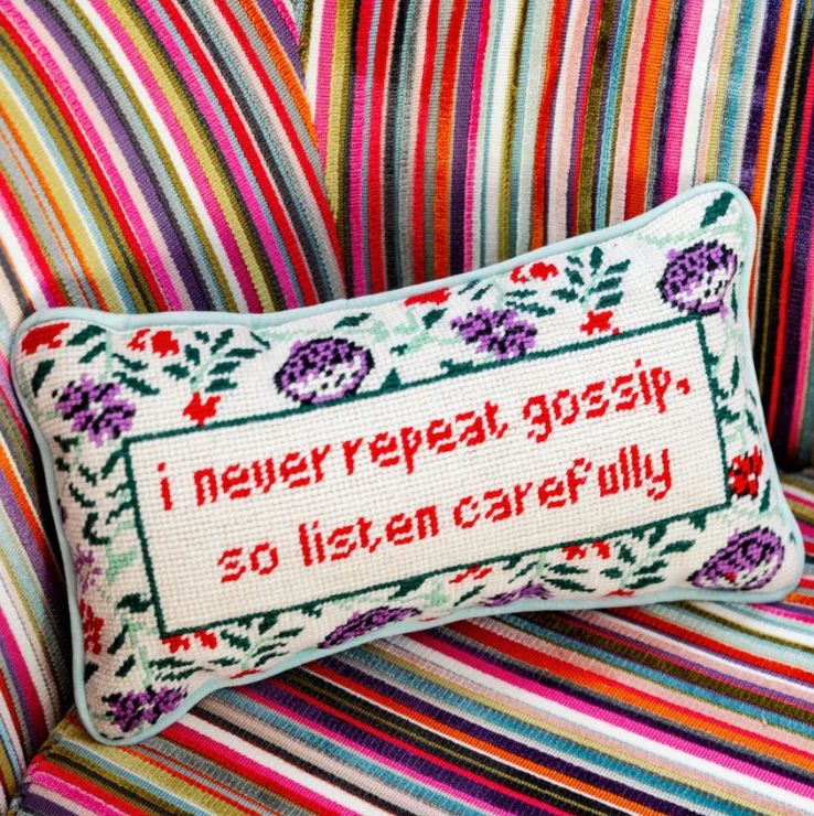Gossip Needlepoint Pillow