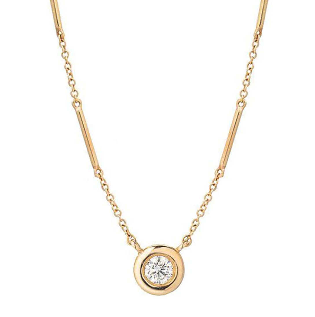 14KY Unity Necklace w/ Single Bezel Diamond- 16-18&quot;