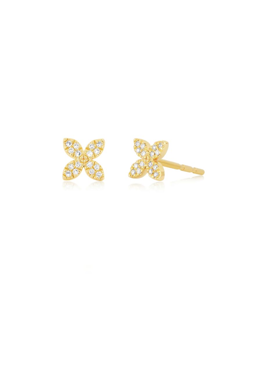 14KY Diamond Blossom Stud Earrings