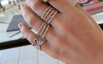 14KY Half Diamond Multi-Faceted Ring-Size 7