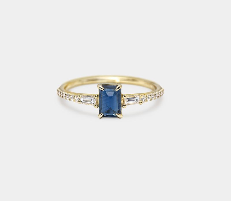 18KY Perdot Dia &amp; Blue Saph.-Size 6 1/2- 1.01 ct