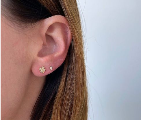 14KY Mini Diamond Pear Stud
