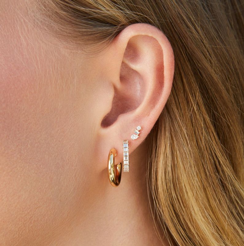 14KY Multi Faceted Diamond Stud Earring