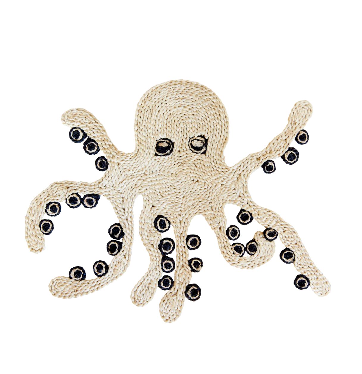 Natural Octopus &amp; Black 100% Jute Placemat