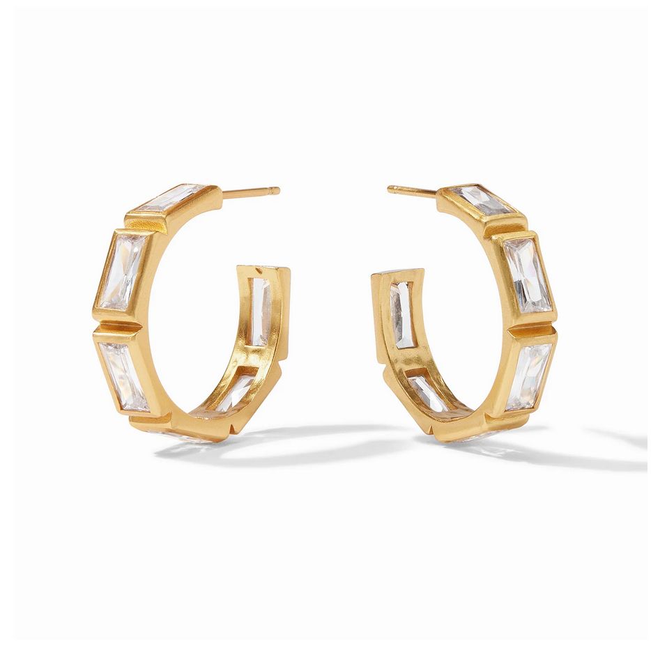 Antonia Gold Large Hoop- Clear Crystal