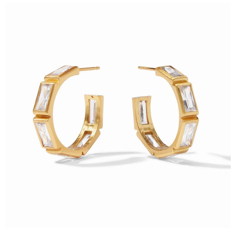 Antonia Gold Large Hoop- Clear Crystal