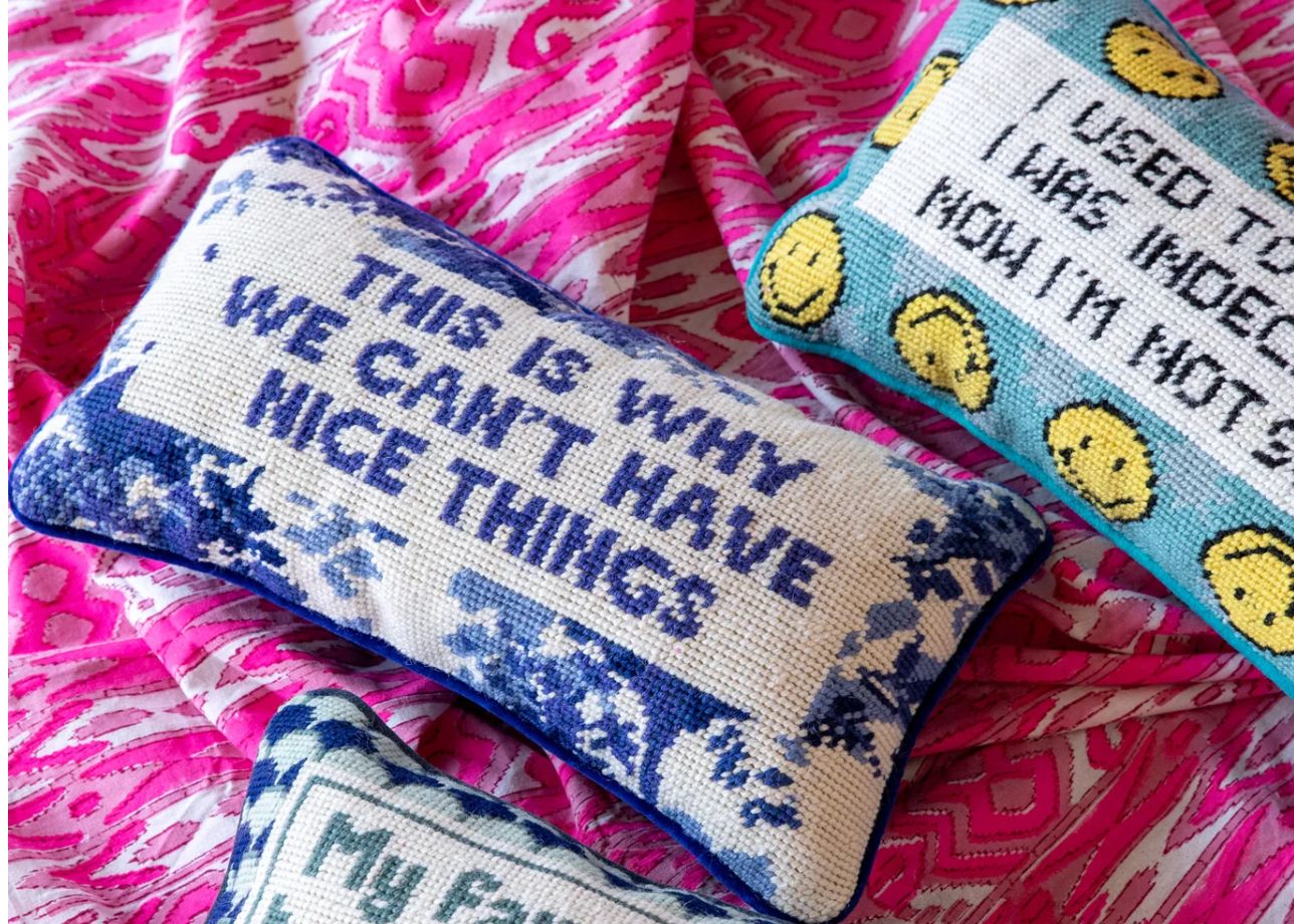 Nice Things Needlepoint Pillow