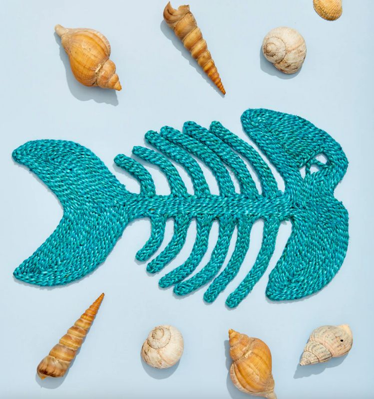 Handwoven Jute Fish Bone Placemat - Turquoise