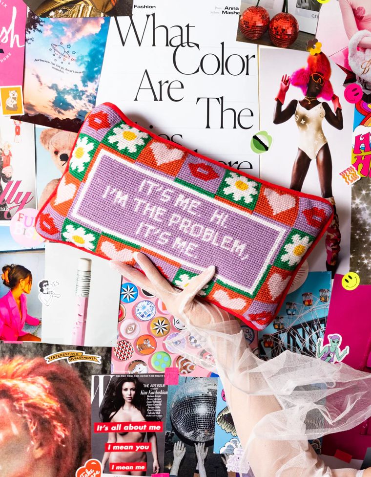 It&#39;s Me, Hi, I&#39;m The Problem Needlepoint Pillow