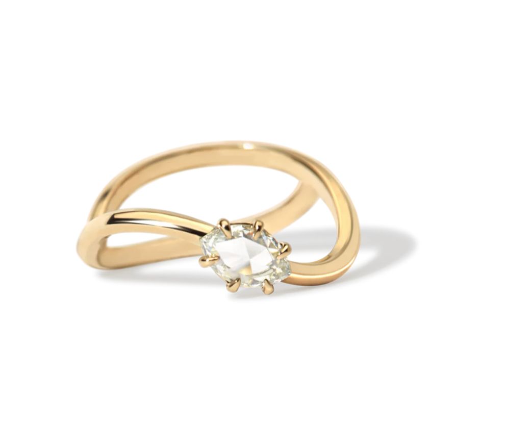 14KY Sway Rosecut Diamond Ring- Size 6 1/2- .29ct