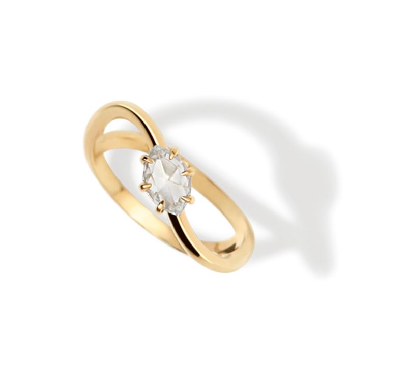 14KY Sway Rosecut Diamond Ring- Size 6 1/2- .29ct