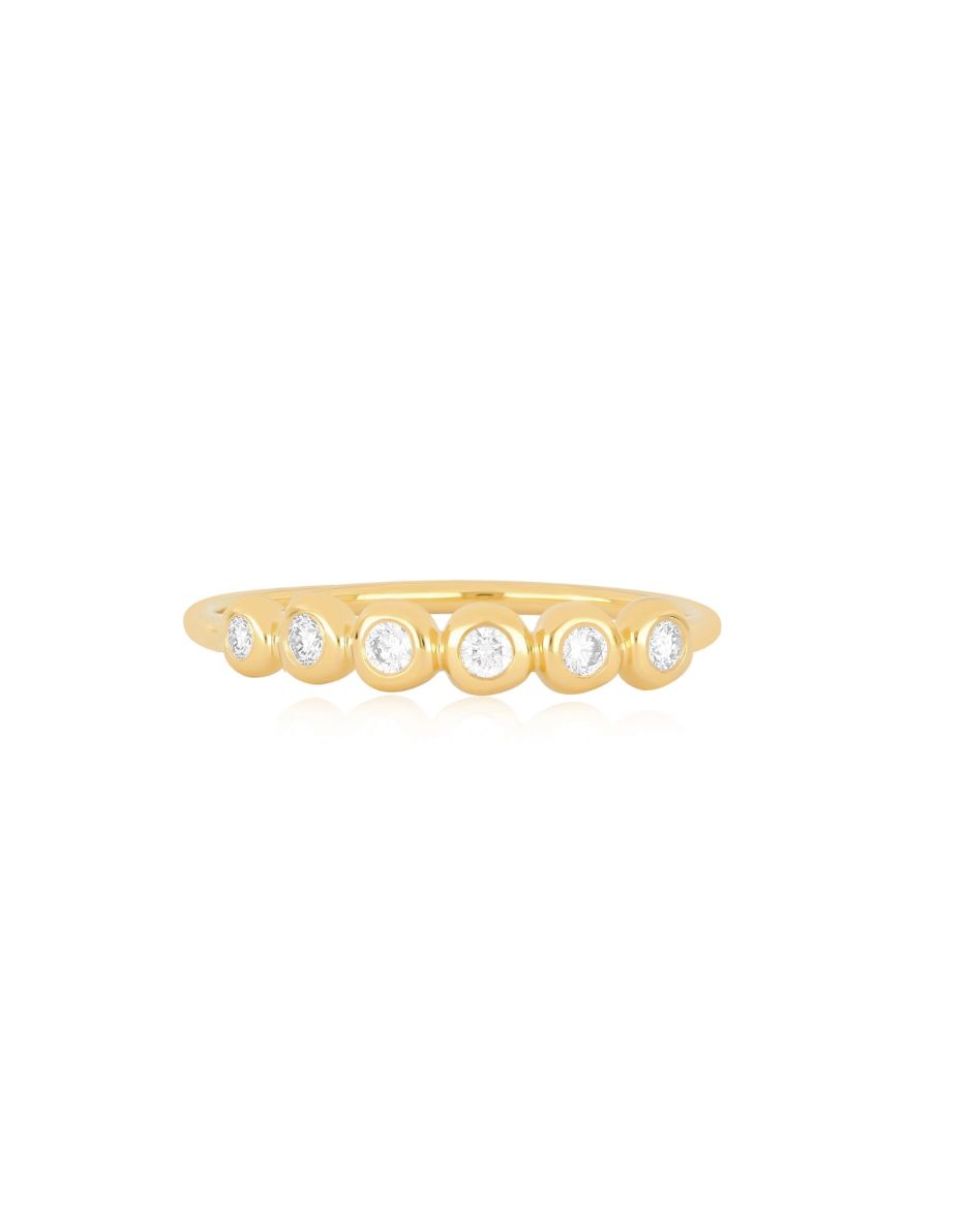 14KY Diamond Pillow Stack Ring- Size 7