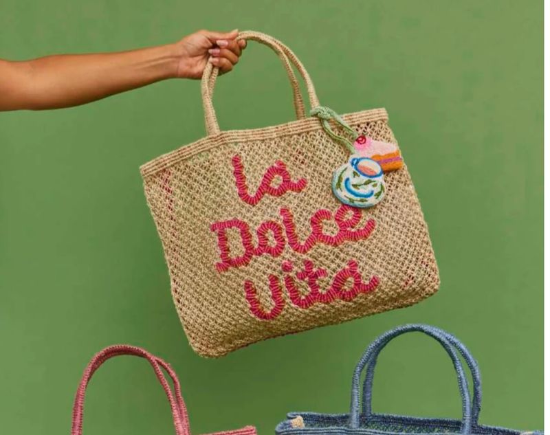 La Dolce Vita 100% Jute Fiber Tote- Shadow Pink
