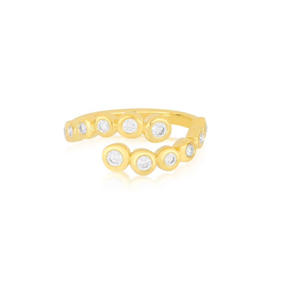 14KY Graduated Diamond Pillow Wrap Ring-Size 7