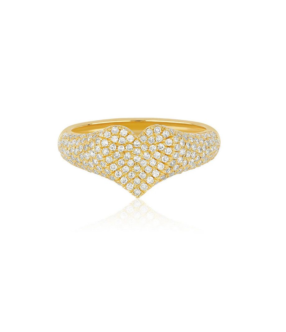 14KY Diamond Heart Signet Ring- Size 5