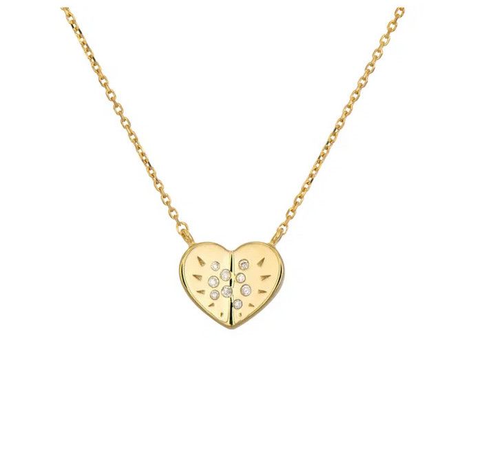 14KY Diamond Small Love Explosion Love Heart Necklace-16&quot;-18&quot;