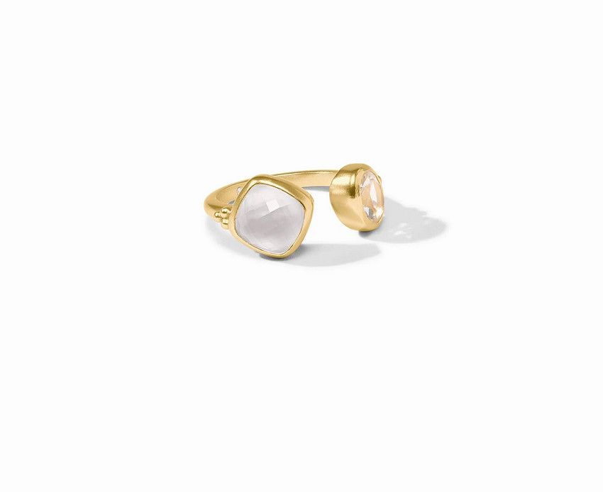 Kaleidoscope Gold Ring- Iridescent Clear Crystal- One Size