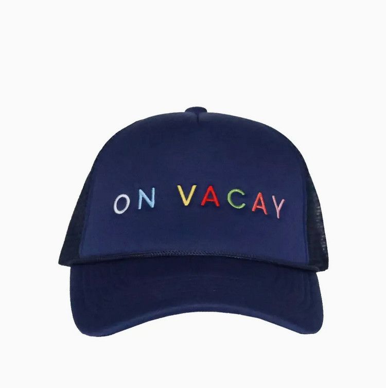 Navy On Vacay Embroidered Trucker Hat