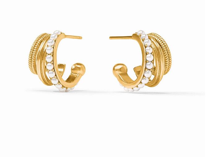 Hydra Triple Gold &amp; Pearl Earring
