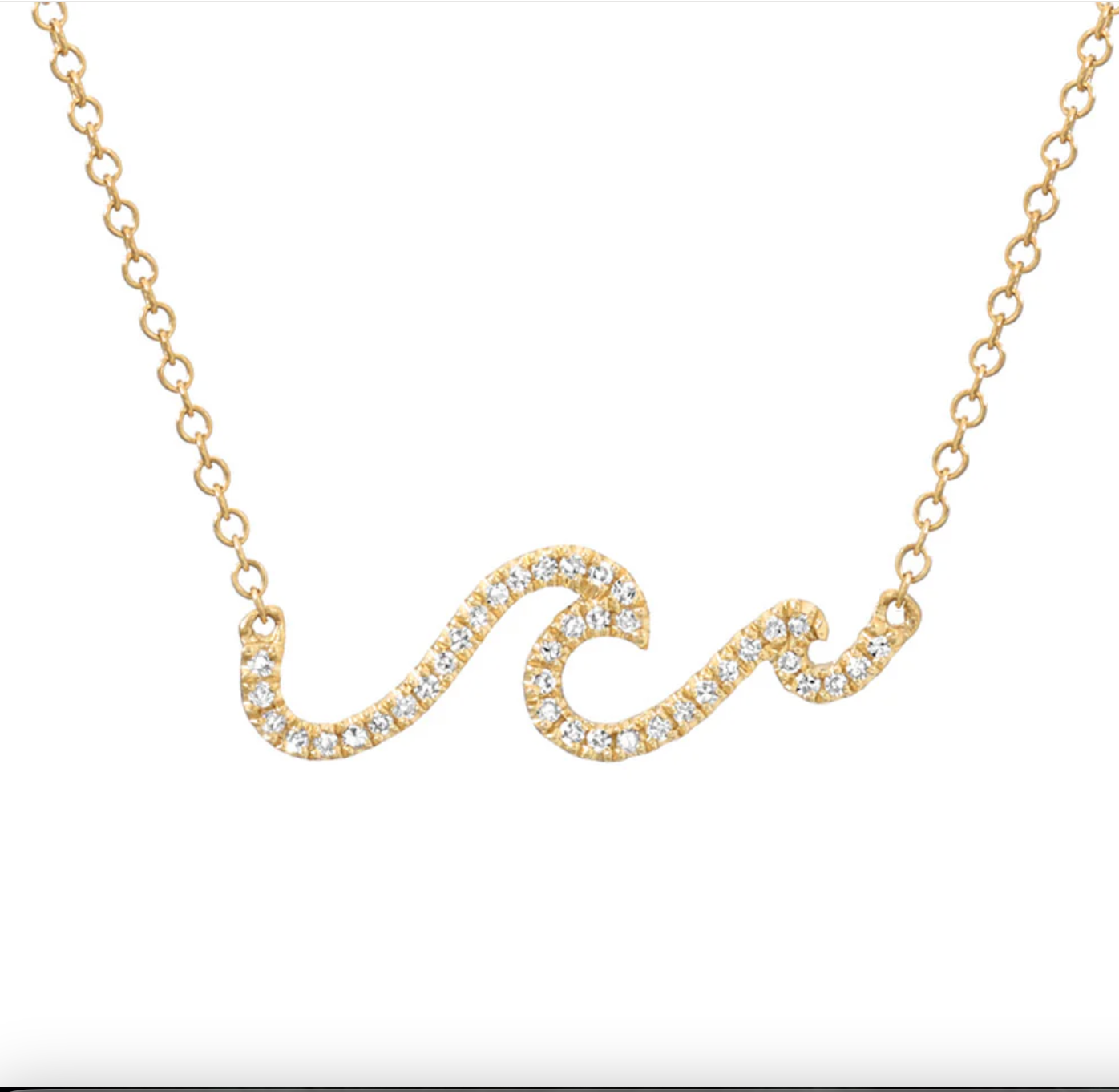 14KY Mini Wave Diamond Necklace-16-18&quot;