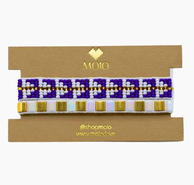 The Zuva Duo- Cobalt, Gold, &amp; Bone Beaded Bracelet
