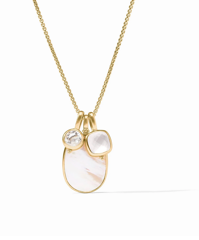 Kaleidoscope Charm Gold Pendant- Iridescent Clear Crystal