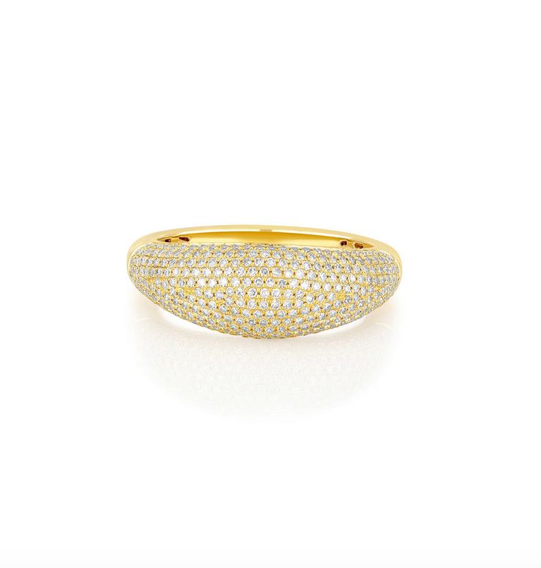 14KY Pave Diamond Jumbo Dome Ring- Size 7