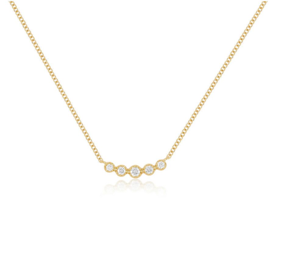 14KY Diamond Crown Cresent Necklace- 16&quot;-18&quot;