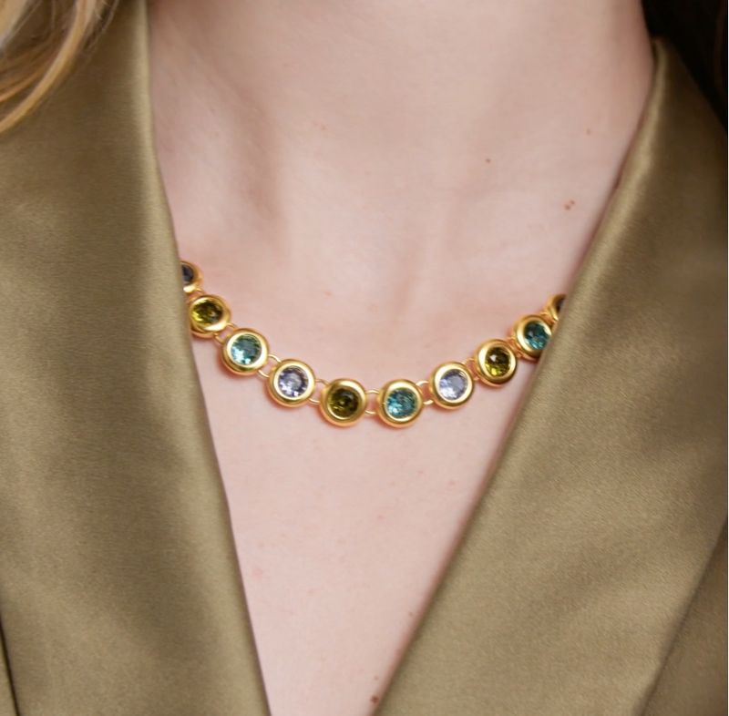 Rainbow Tennis Necklace- Blue Twilight