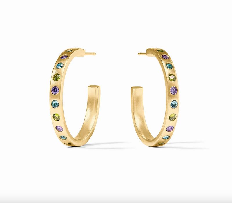 Rainbow Gold Hoop- Blue Twilight- Medium