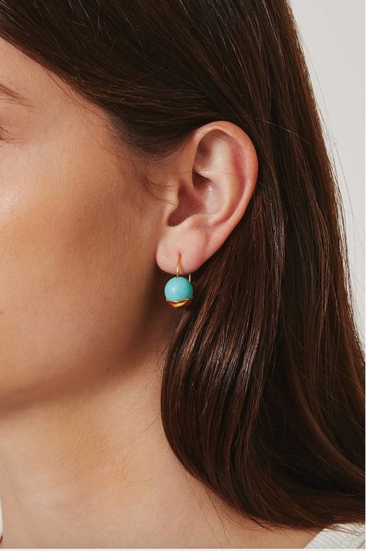 18K Gold Vermeil Gold Dipped Turquoise Earrings