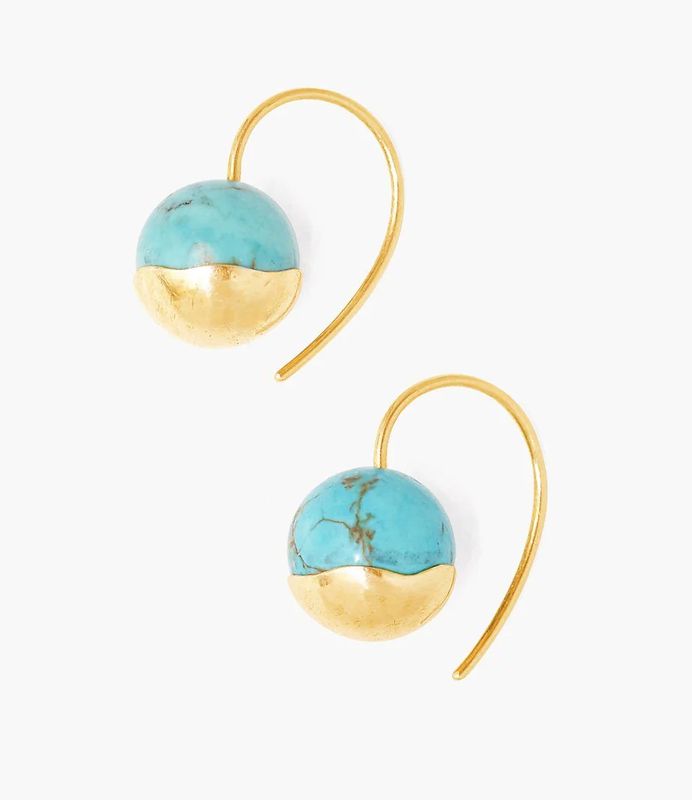 18K Gold Vermeil Gold Dipped Turquoise Earrings