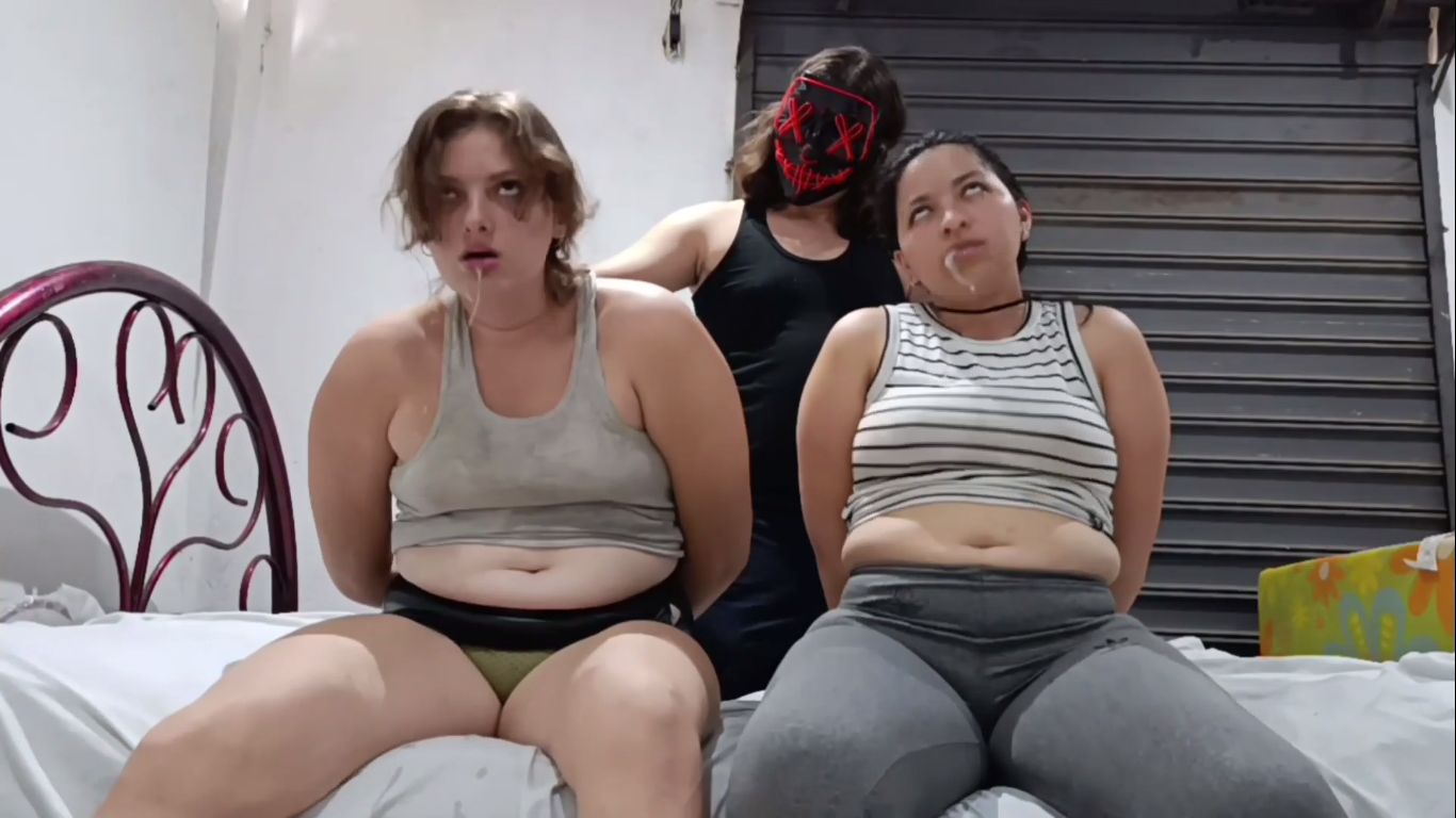 Two hot girls writhing and convulsing