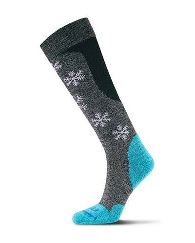 FITS Light Ski OTC Sock, Color: Snowflake Charcoal / Scuba Blue, Size: S