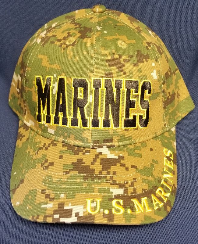 Cap Marines Lg Letters Camo