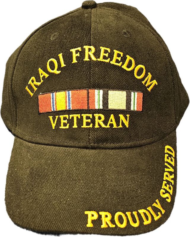 Cap Iraqi Freedom Veteran Black with Ribbons