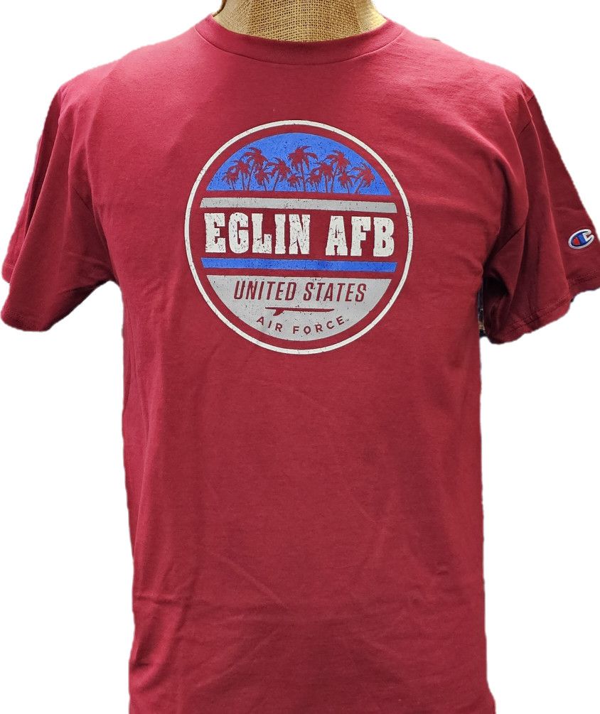 Adult Shirt Eglin Palm Tree Garnet, Size: Small