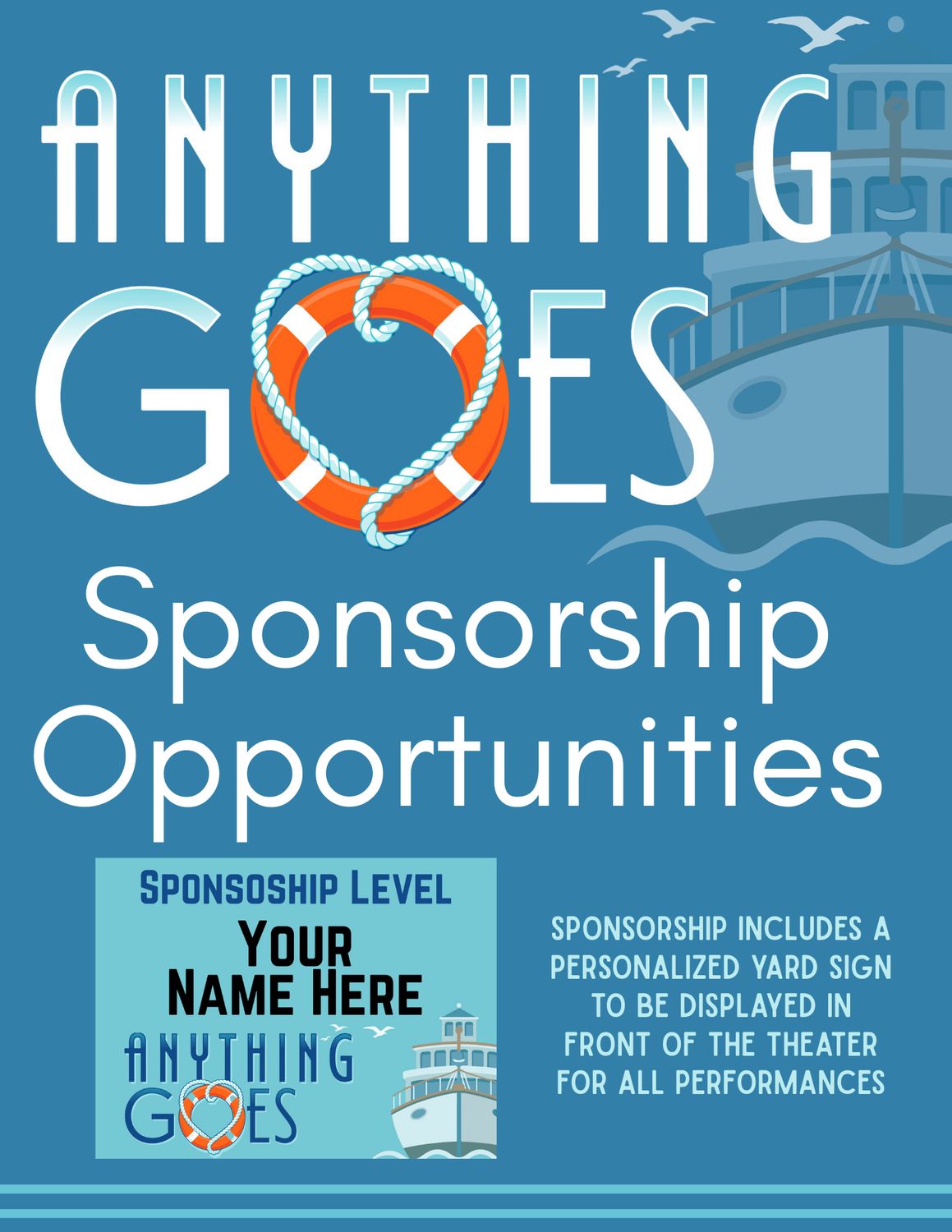 Anything Goes $250-$1000 Sponsorships!