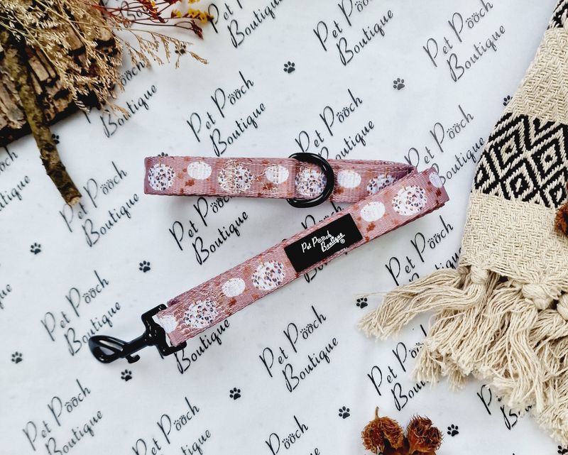 Pet Pooch Boutique Pumpkin Leopard Latte Dog Lead: 2cm wide by 152cm long