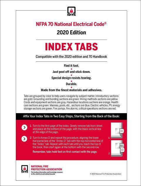 NFPA 70: National Electrical Code (NEC) Tabs, 2020 Edition