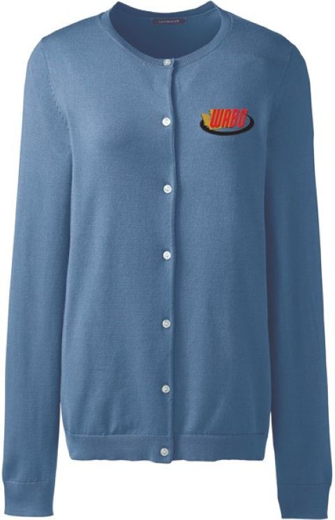 Land's End Crew Cardigan Sweater (Light Blue) - Women's